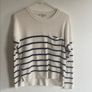 Madewell cream Sweater with Navy Stripes small classic